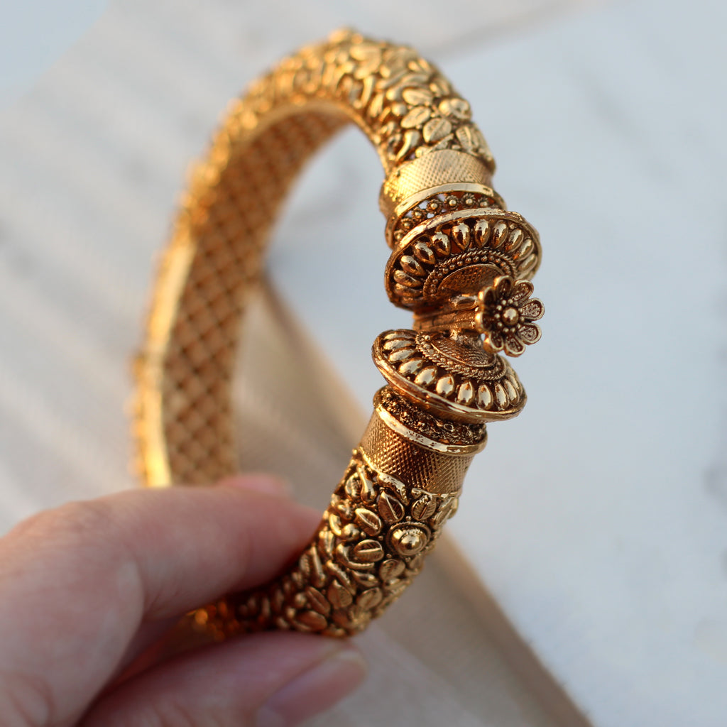 Gold Statement Lock Bangle