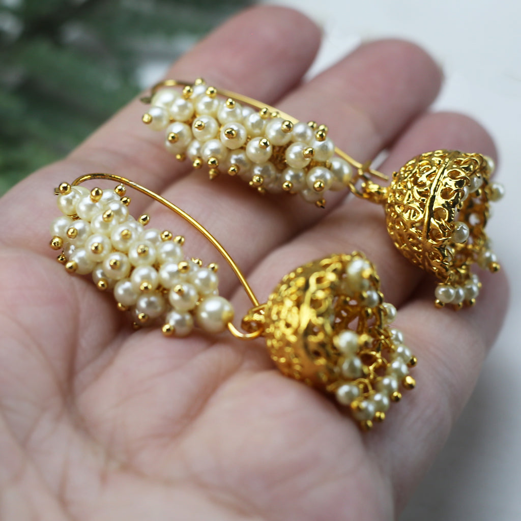 Gold Small Pearl Jhumki I Earring