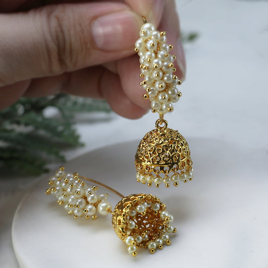 Gold Small Pearl Jhumki I Earring