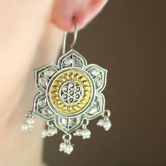 White Hook Flower Drop Earring