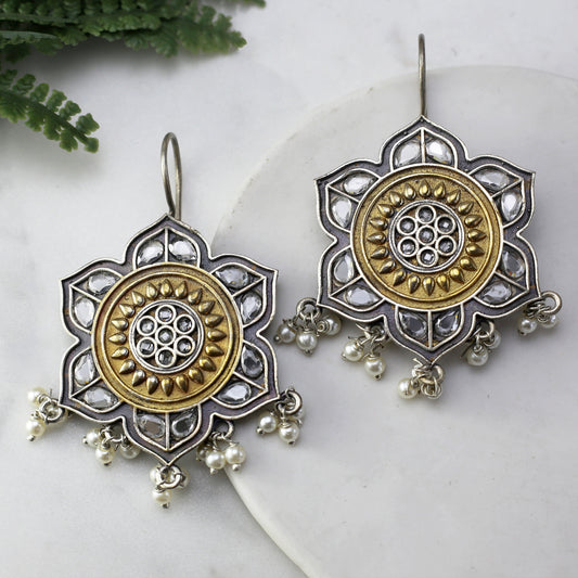 White Hook Flower Drop Earring