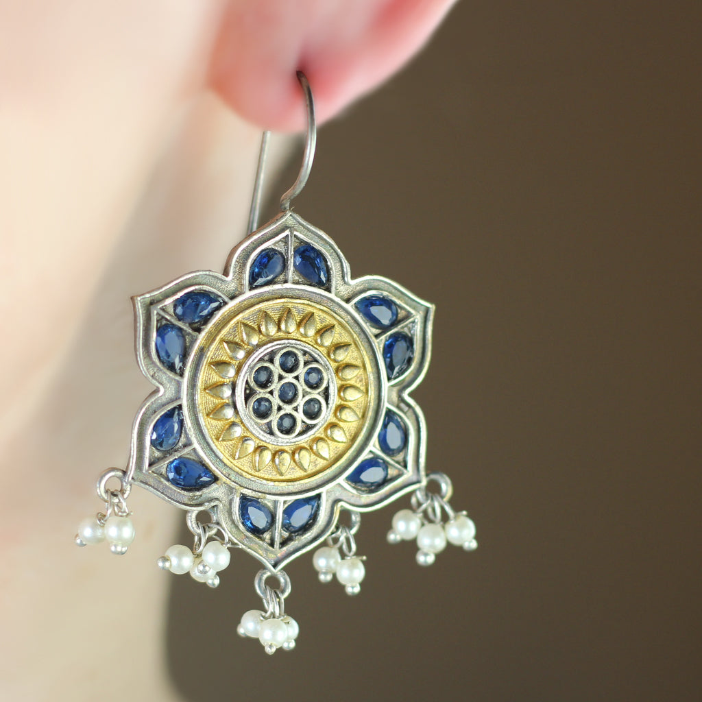 Blue Hook Flower Drop Earring