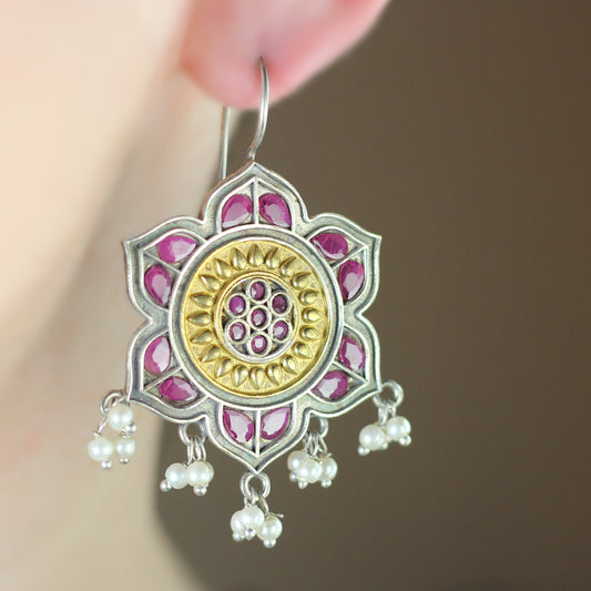 Pink Hook Flower Drop Earring