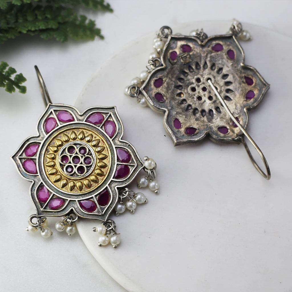 Pink Hook Flower Drop Earring