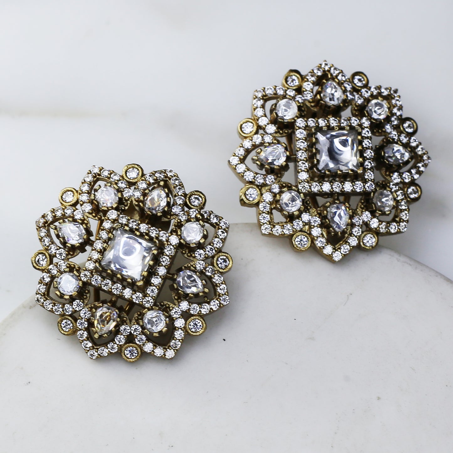 White Antique Stud Earring