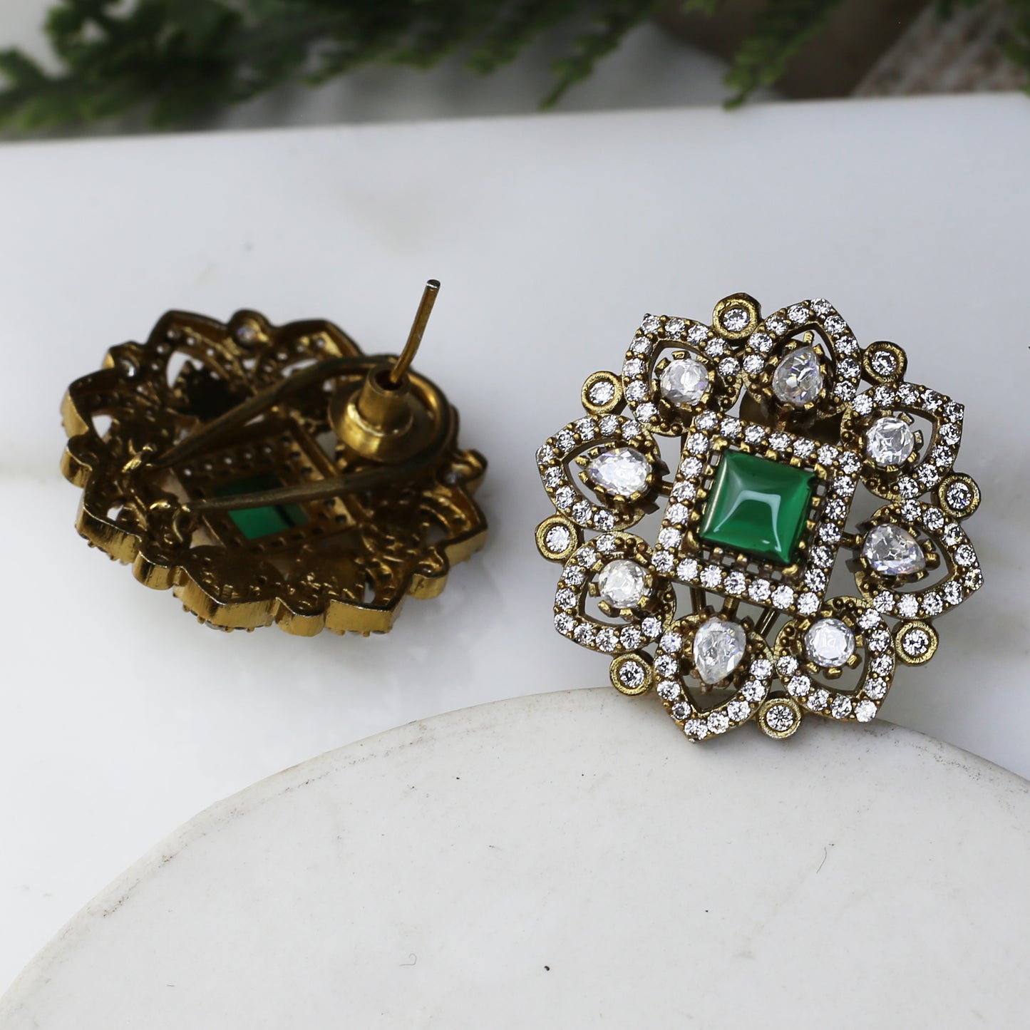 Green Antique Stud Earring