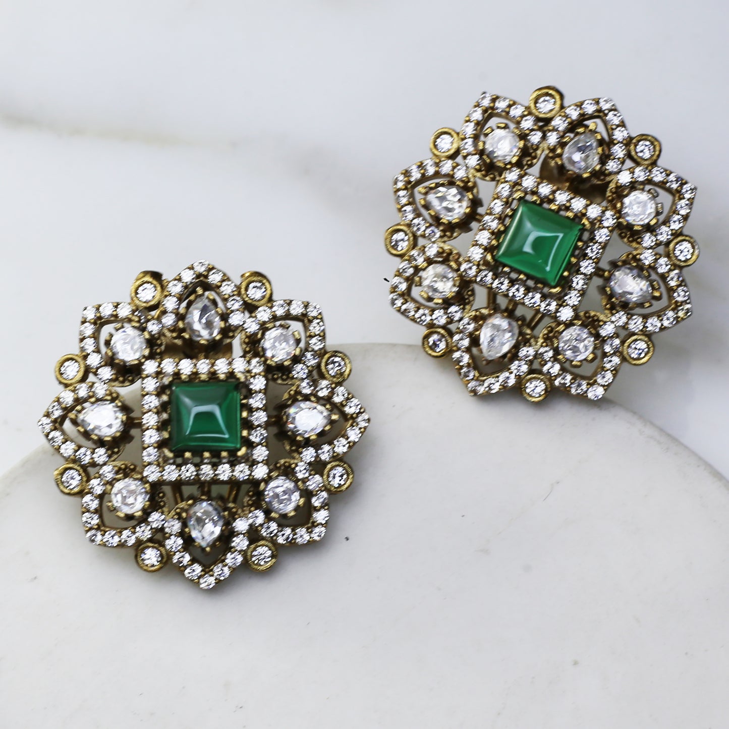 Green Antique Stud Earring