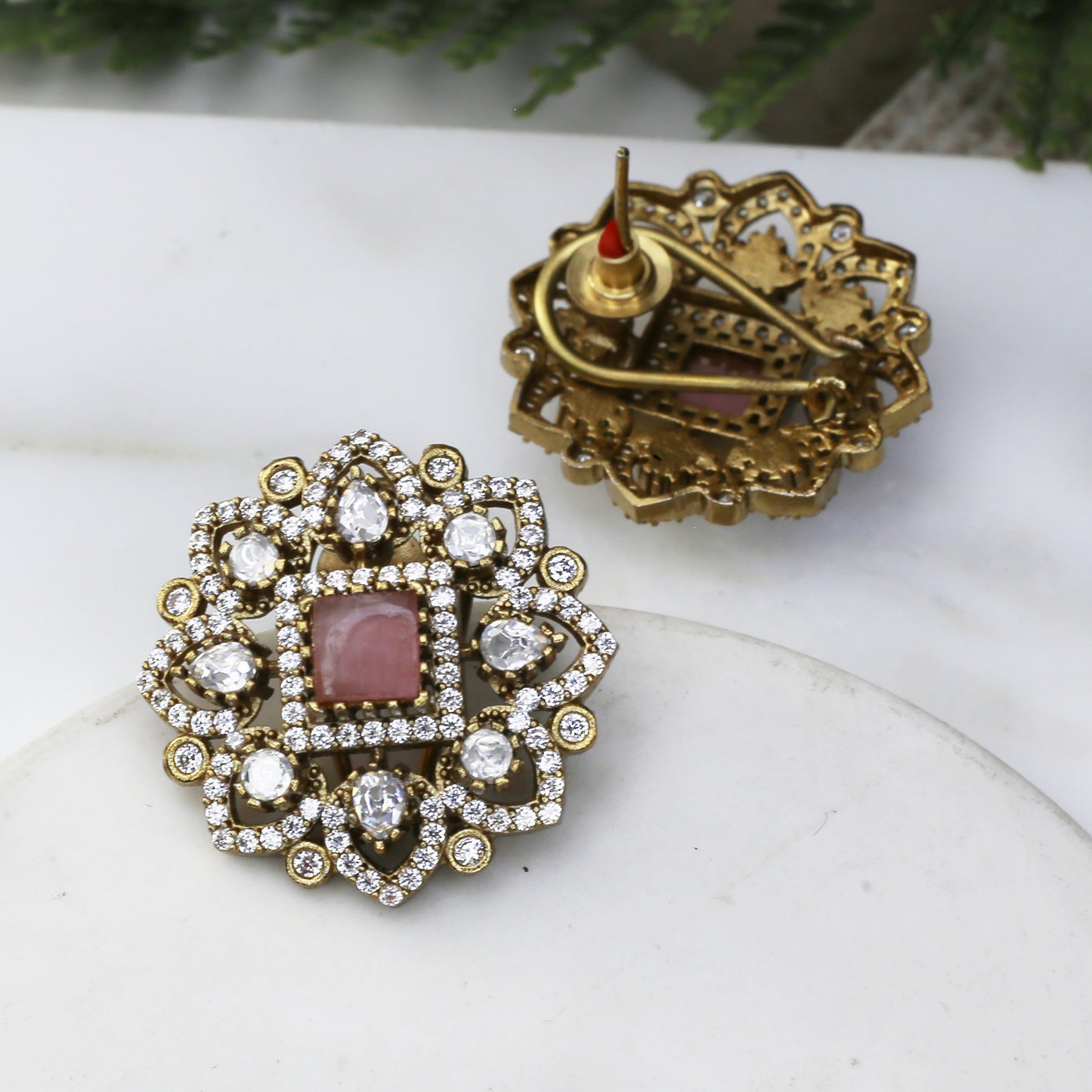 Pink Antique Stud Earring