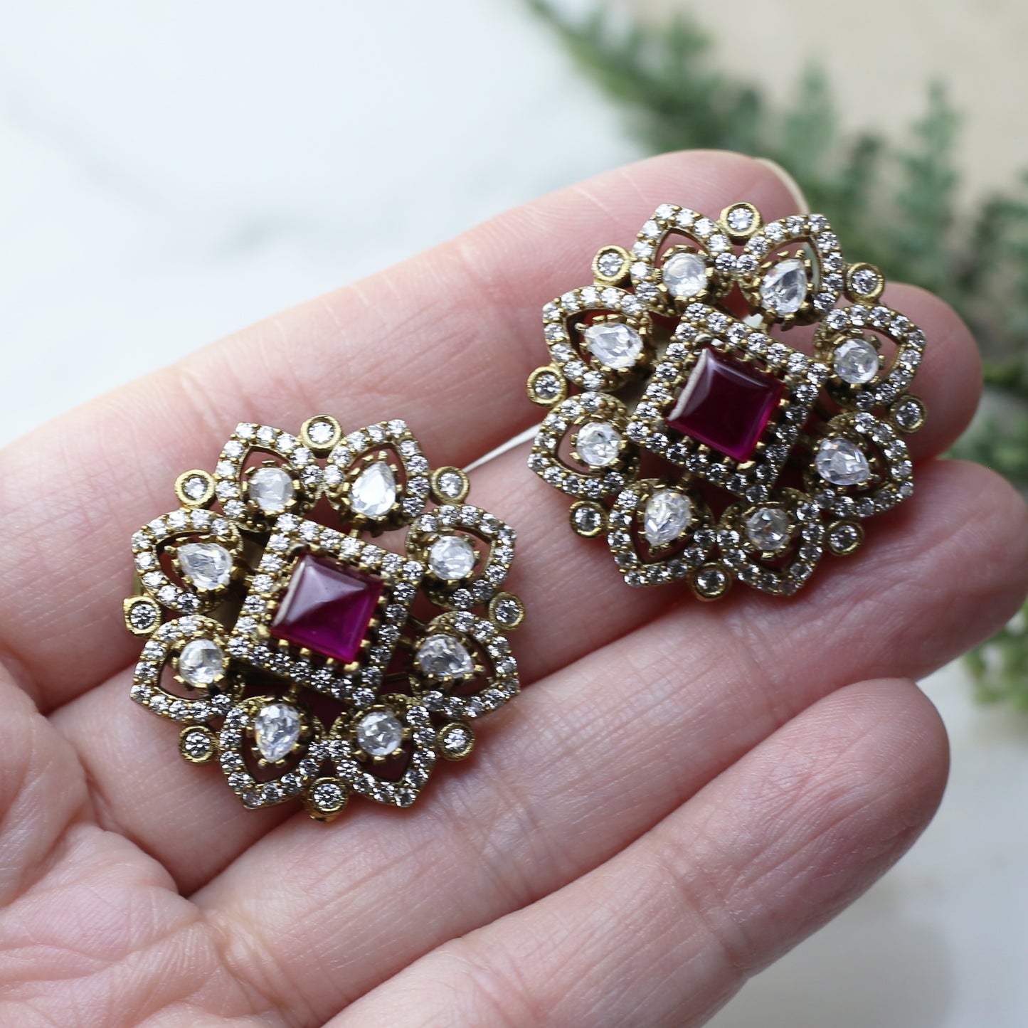 Ruby Antique Stud Earring