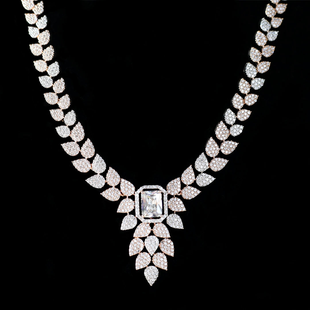 Double Tone Zircon Necklace - Rabal