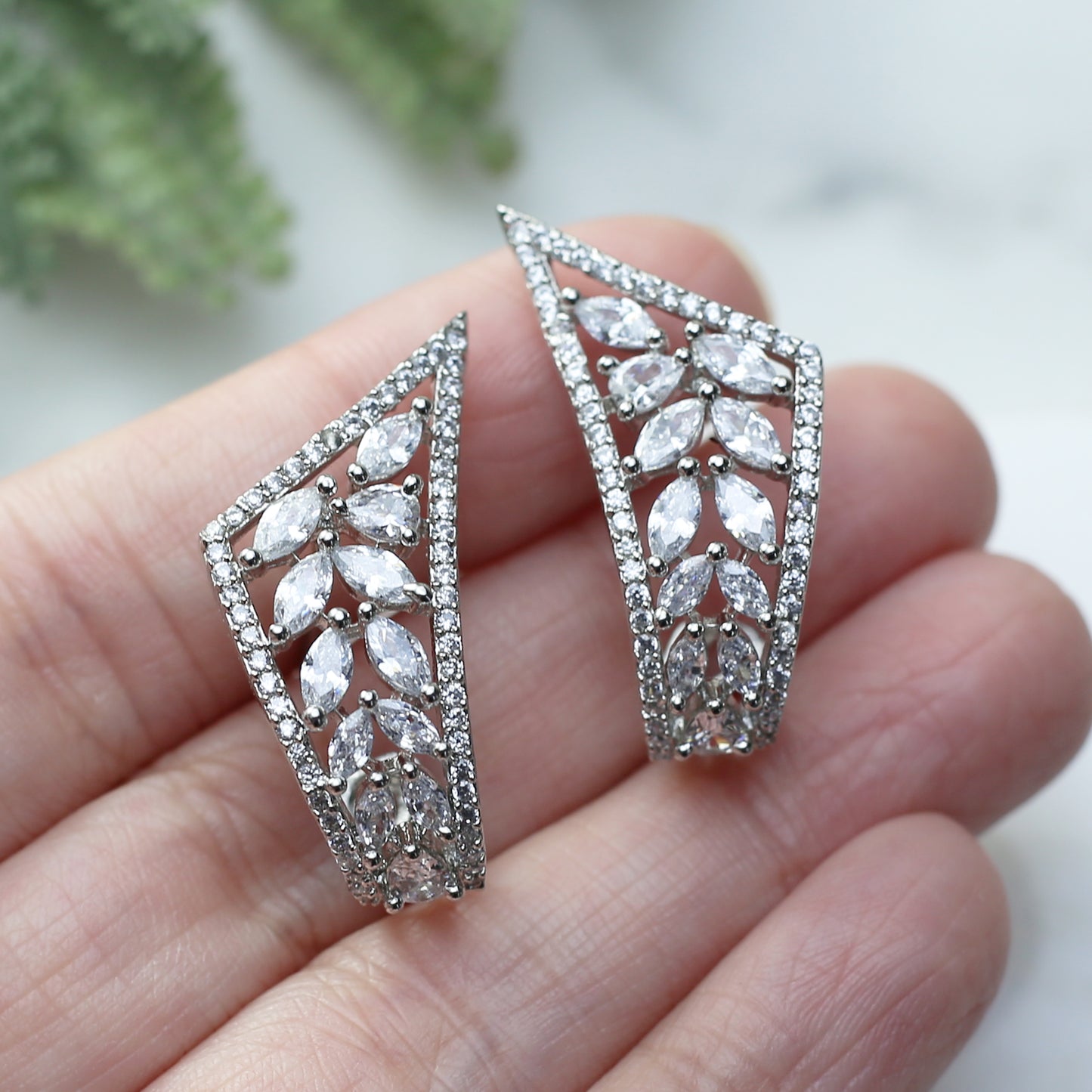 Silver Zircon Stud Earring