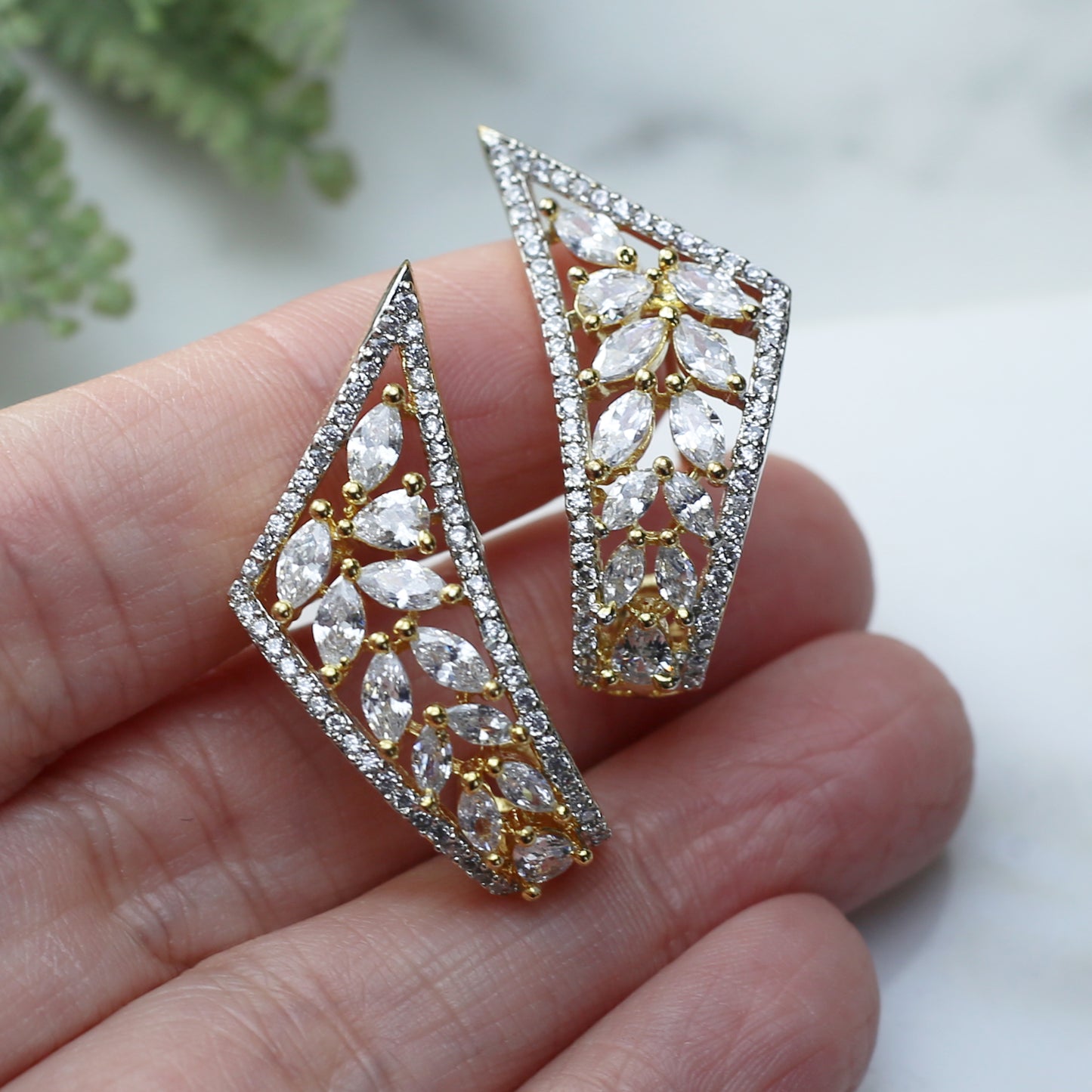 Gold Zircon Stud Earring