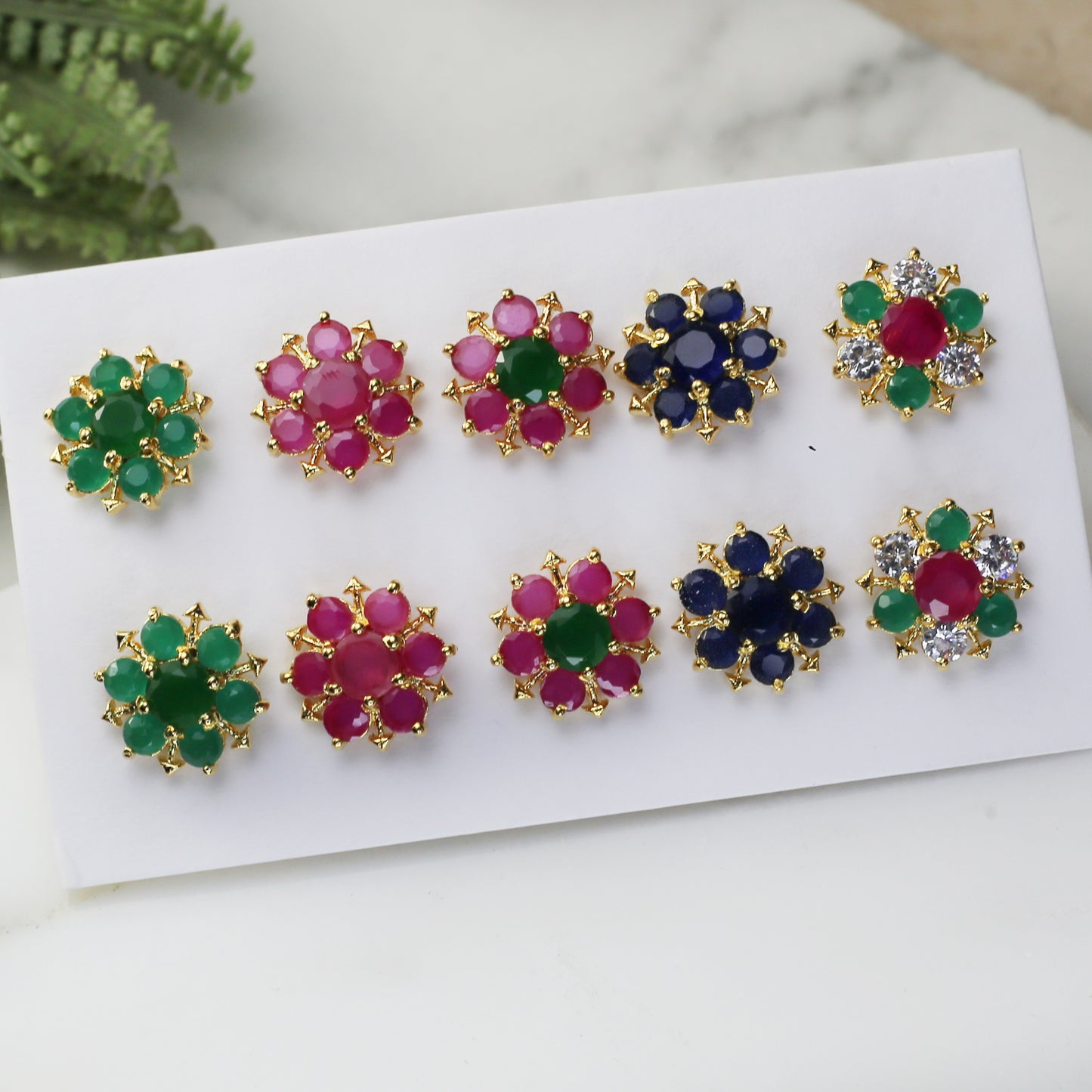 Flower Stud Earrings I 5 Pairs