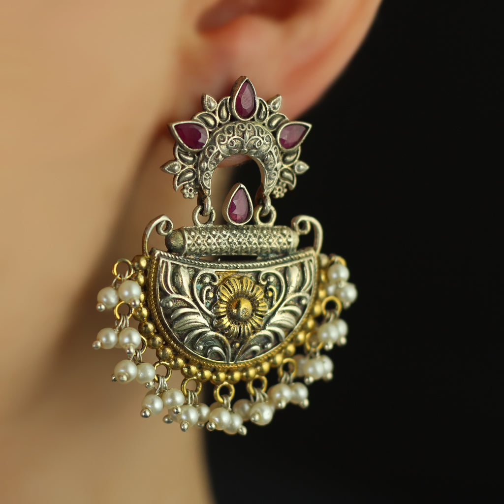 Statement Ruby Tribal Earring