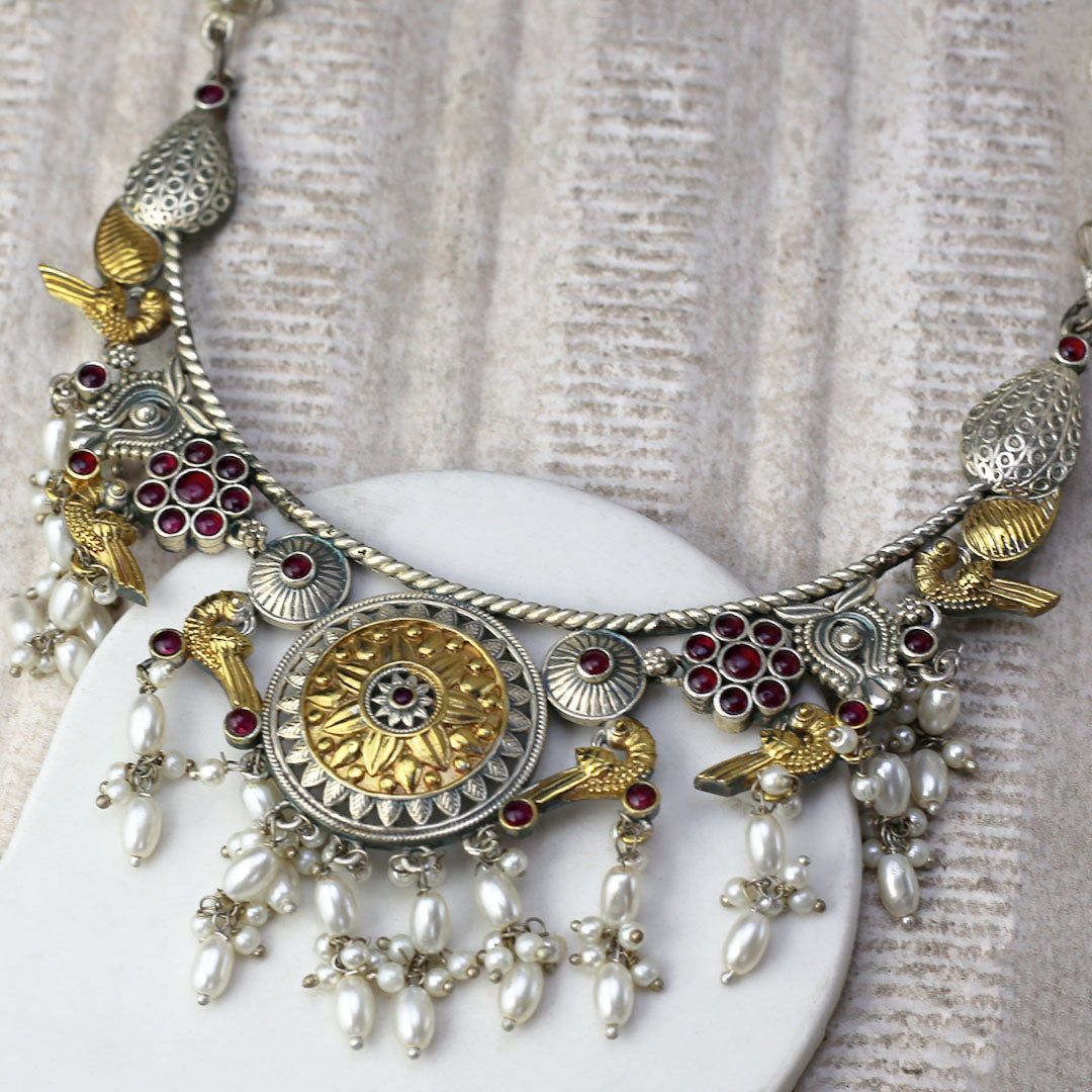 Ruby Bird Pearl Long Mala - Rabal