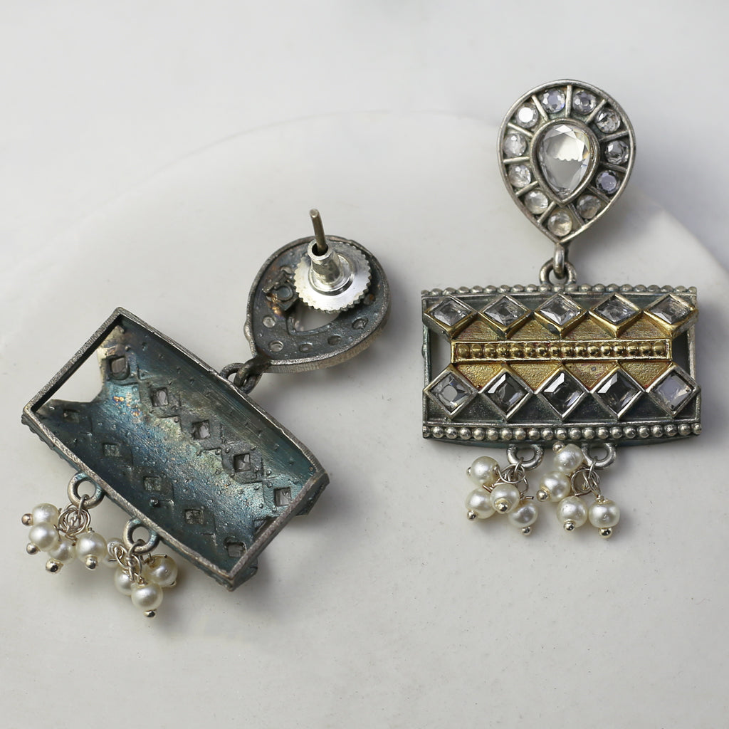 White Tribal Drop Earring - Rabal