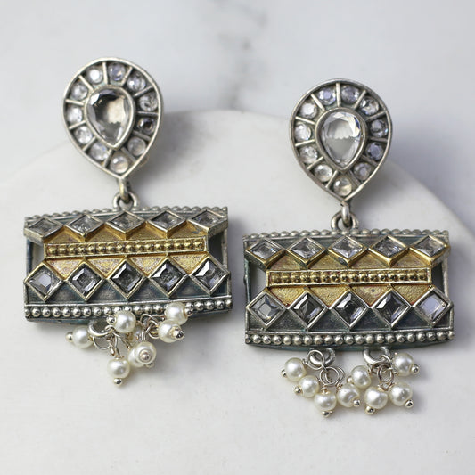 White Tribal Drop Earring - Rabal