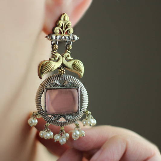 Pink Bird Drop Earring