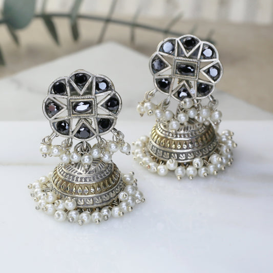 Black Tribal Pearl Jhumke I Earring