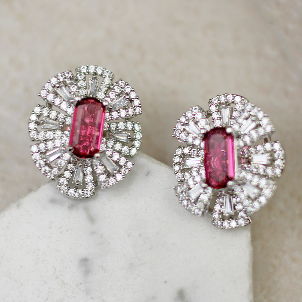 Ruby Statement Zircon Stud Earring