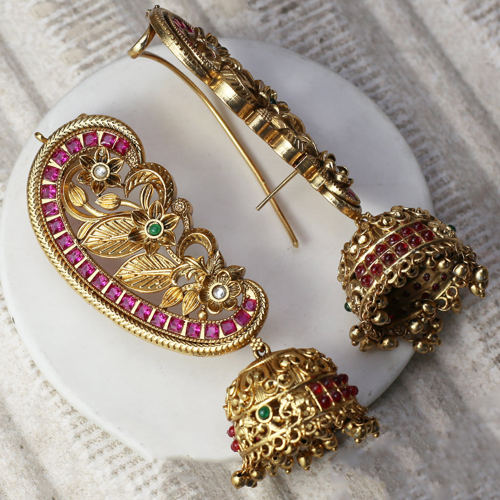 Multicolour Statement Bridal Flower Jhumke I Earring