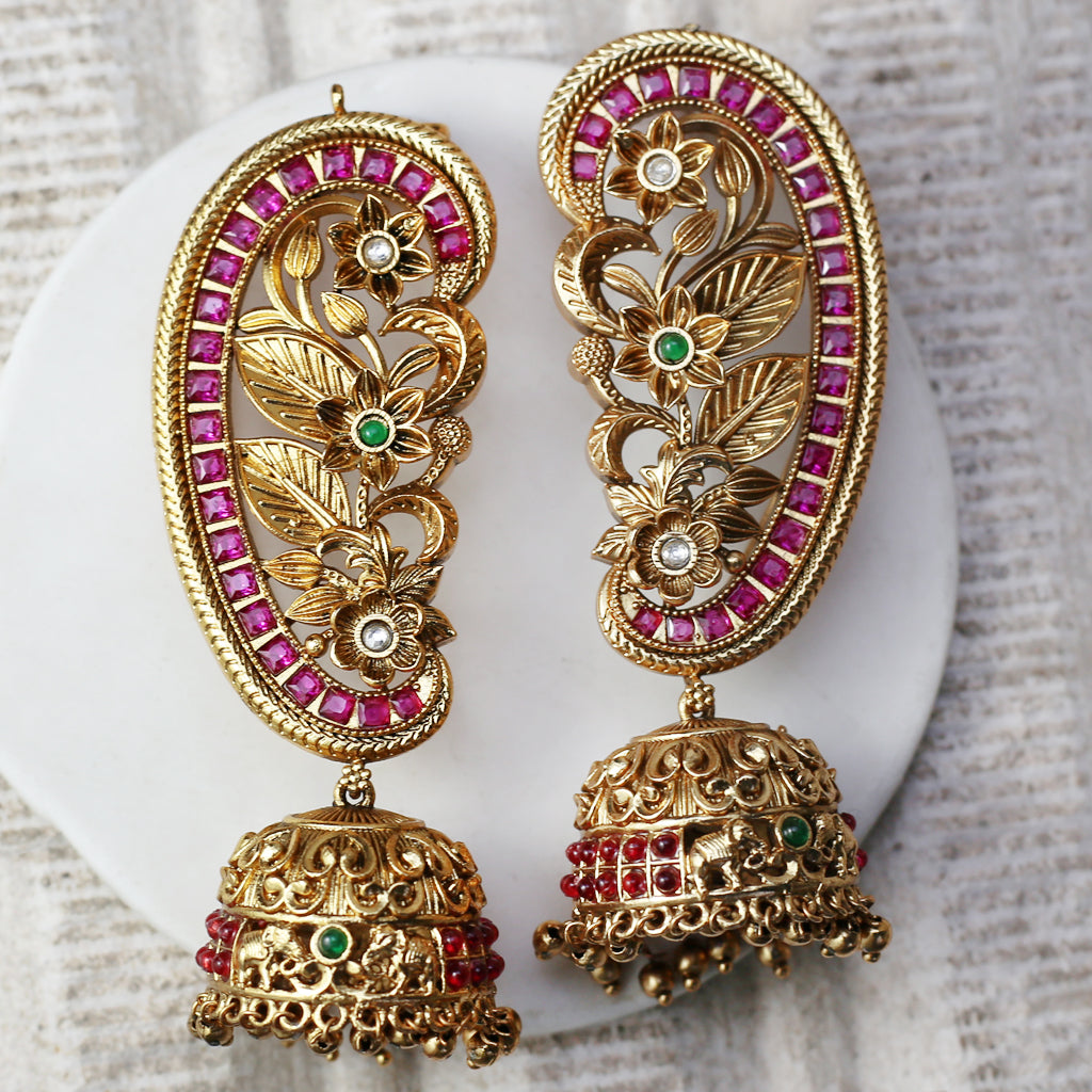Multicolour Statement Bridal Flower Jhumke I Earring