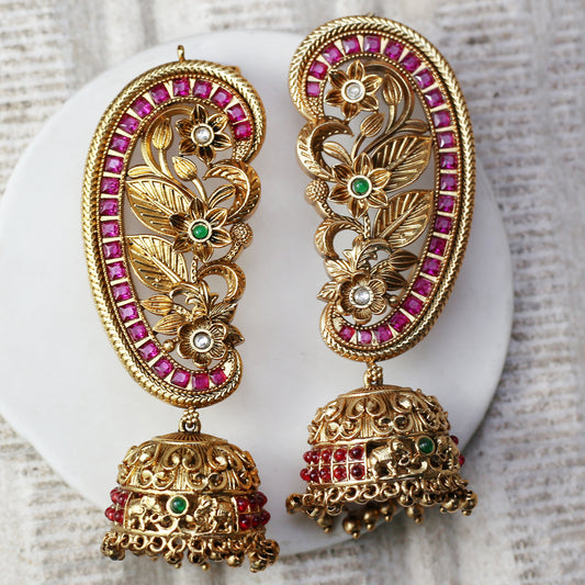 Multicolour Statement Bridal Flower Jhumke I Earring