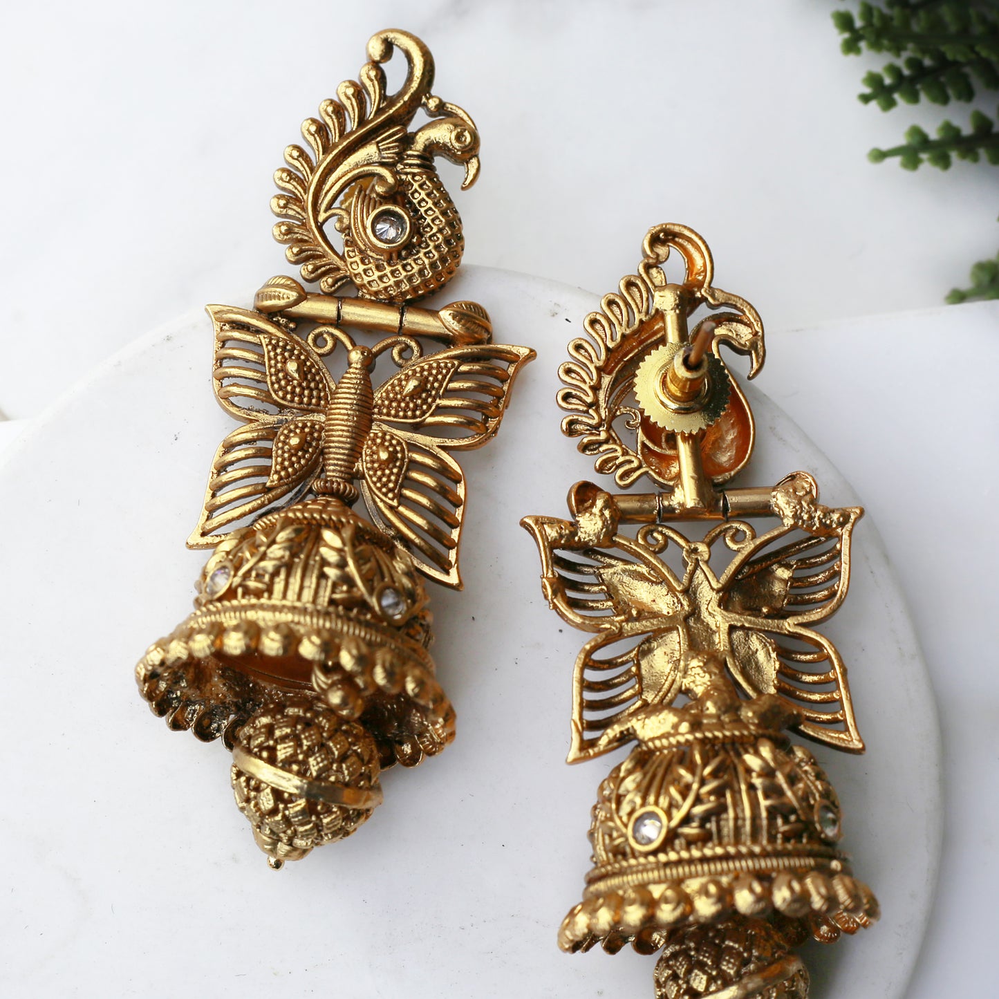 Gold Butterfly Jhumke I Earring