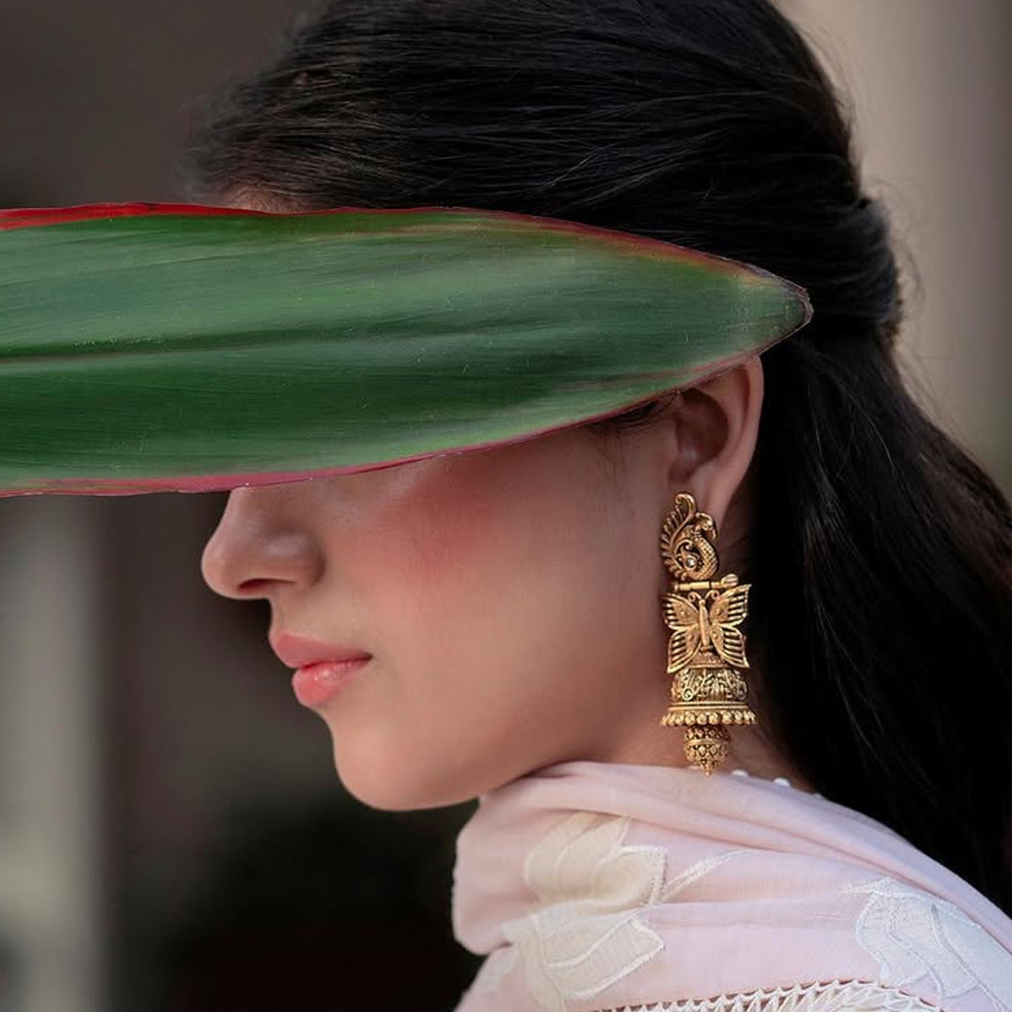 Gold Butterfly Jhumke I Earring