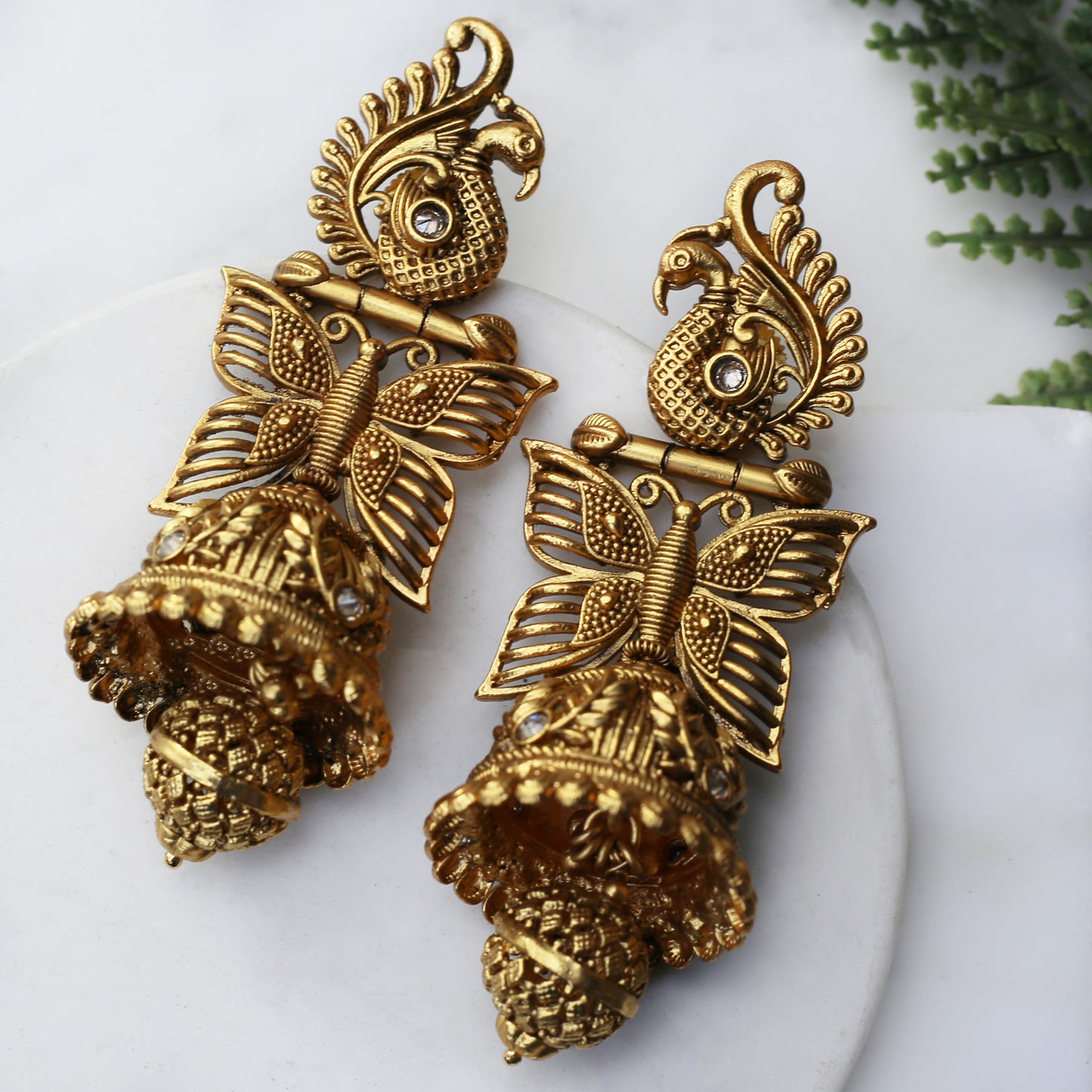 Gold Butterfly Jhumke I Earring