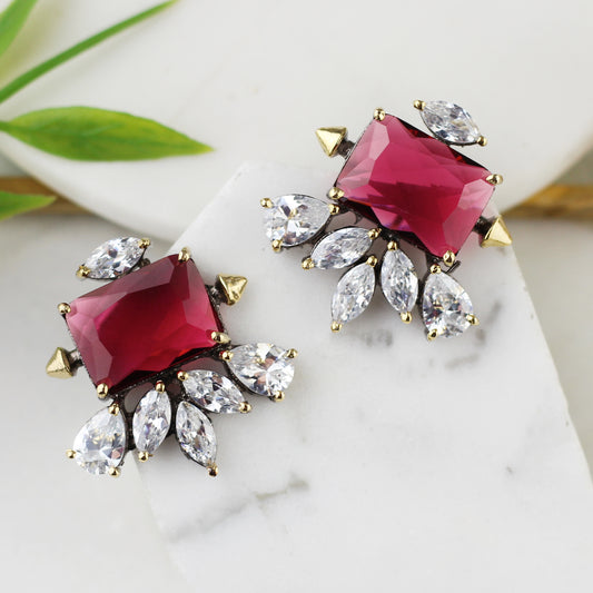 Red Zircon Designer Stud Earring