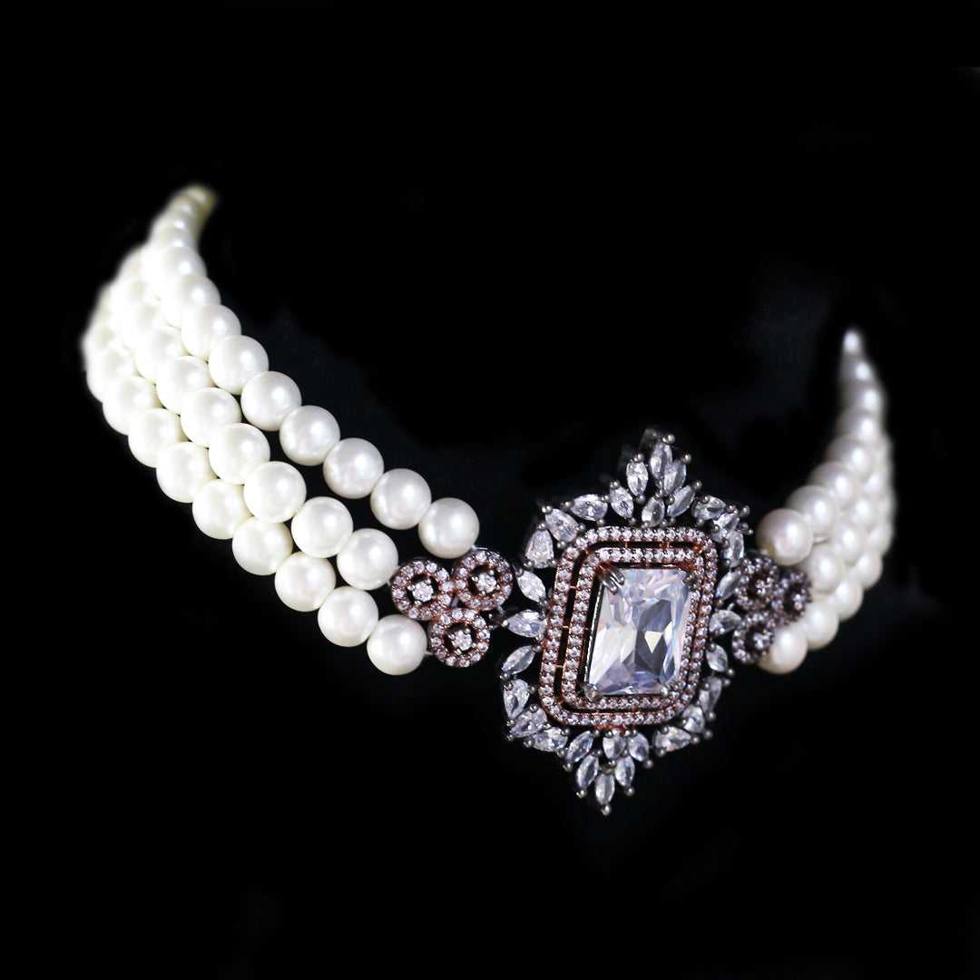 White Statement Pearl Choker - Rabal