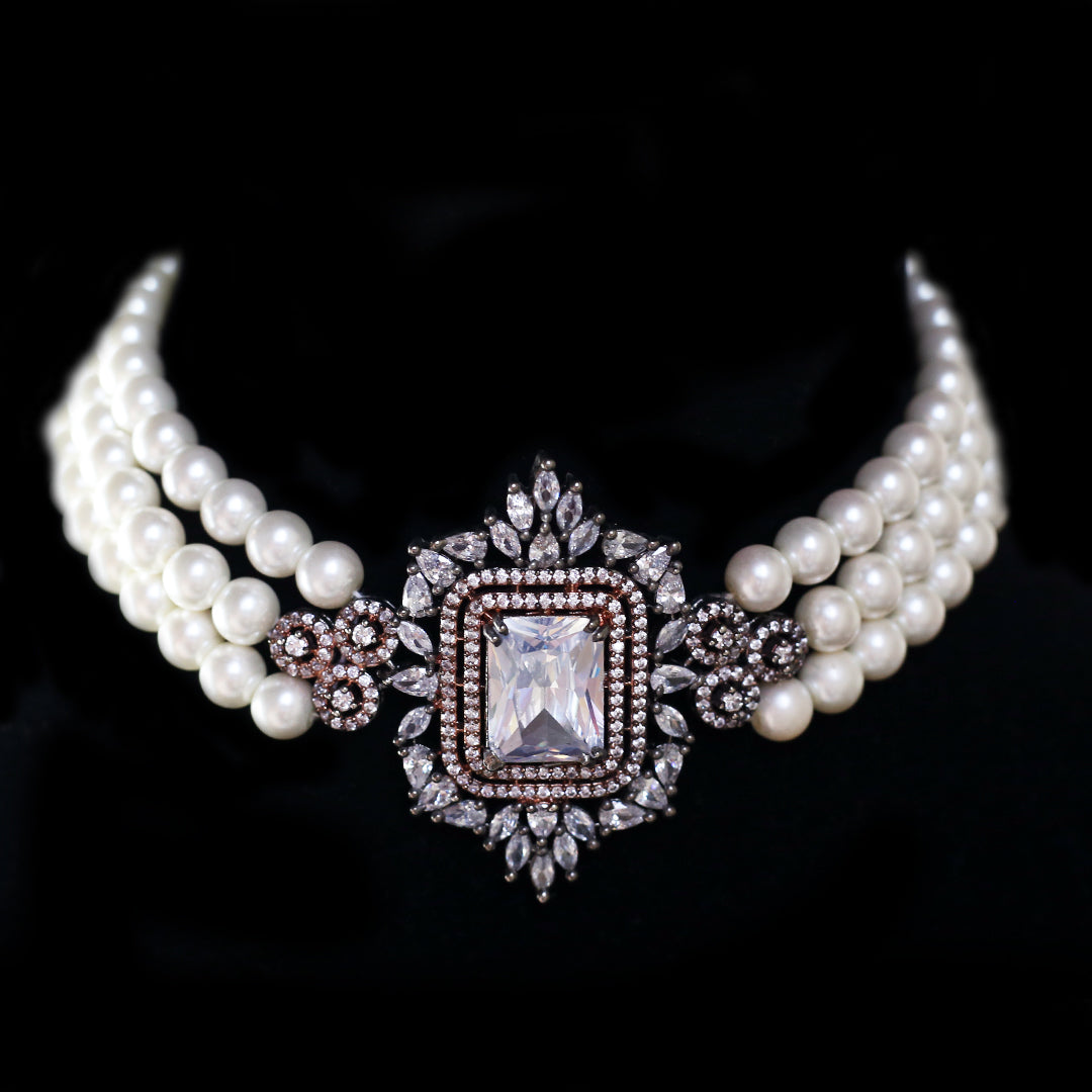 White Statement Pearl Choker - Rabal