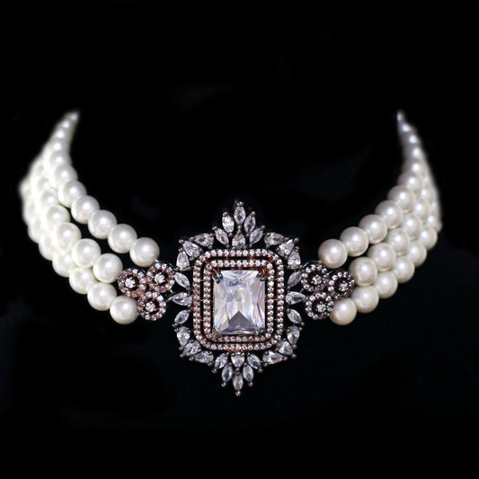 White Statement Pearl Choker - Rabal
