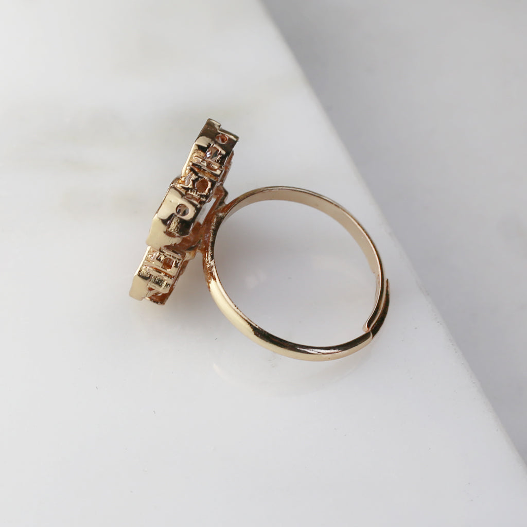 Flower Kundan Adjustable Ring - Rabal