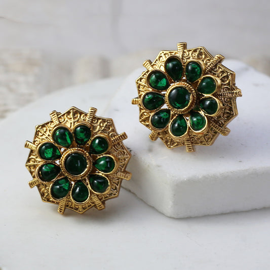 Green Flower Stud Earring