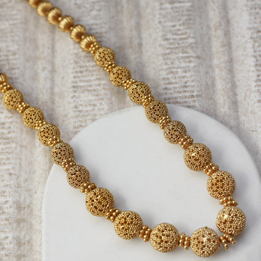 Gold Traditional Round Mala with Jhumke Earring - Rabal