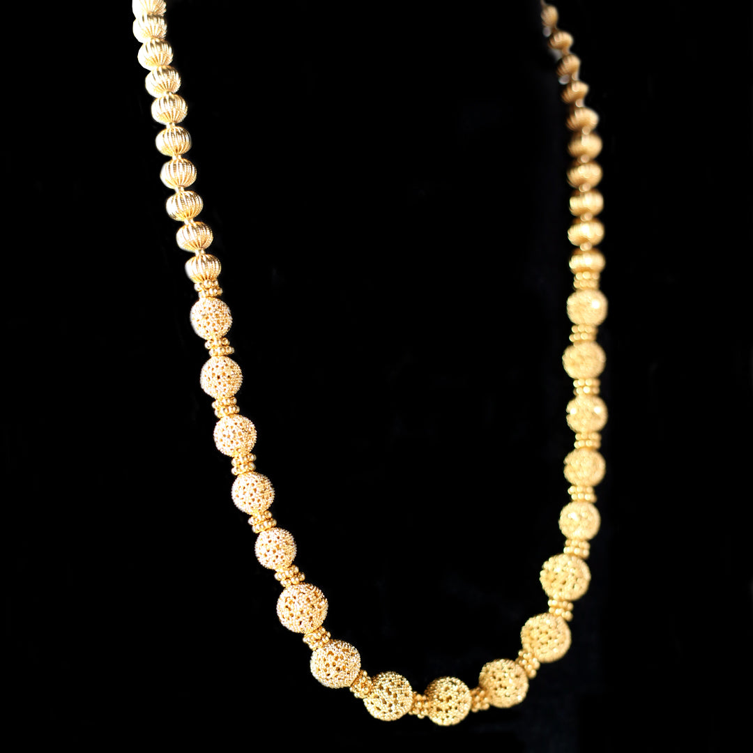 Gold Traditional Round Mala with Jhumke Earring - Rabal