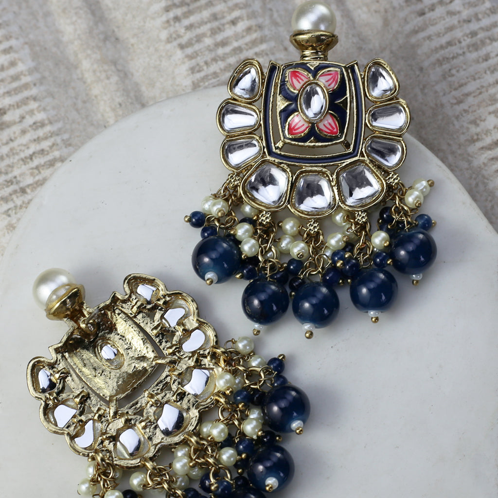 Blue Floral Drop Earring