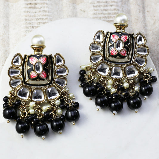 Black Floral Drop Earring
