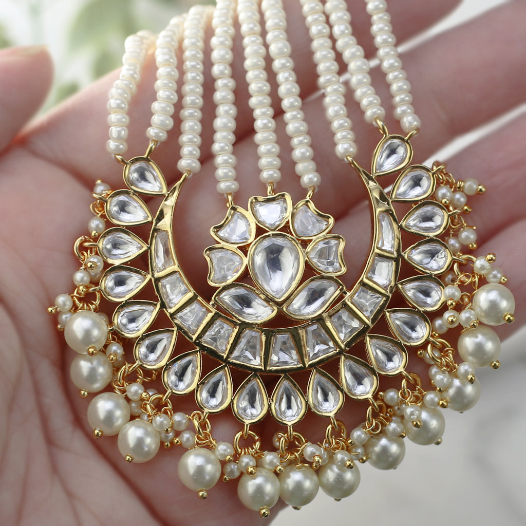 Pearl Kundan Flower Jhoomar