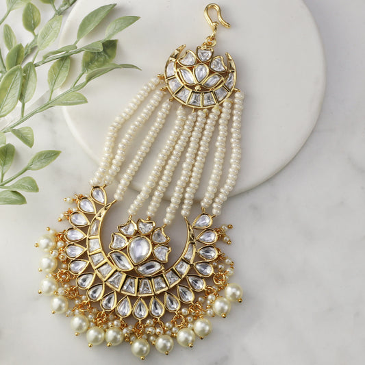 Pearl Kundan Flower Jhoomar