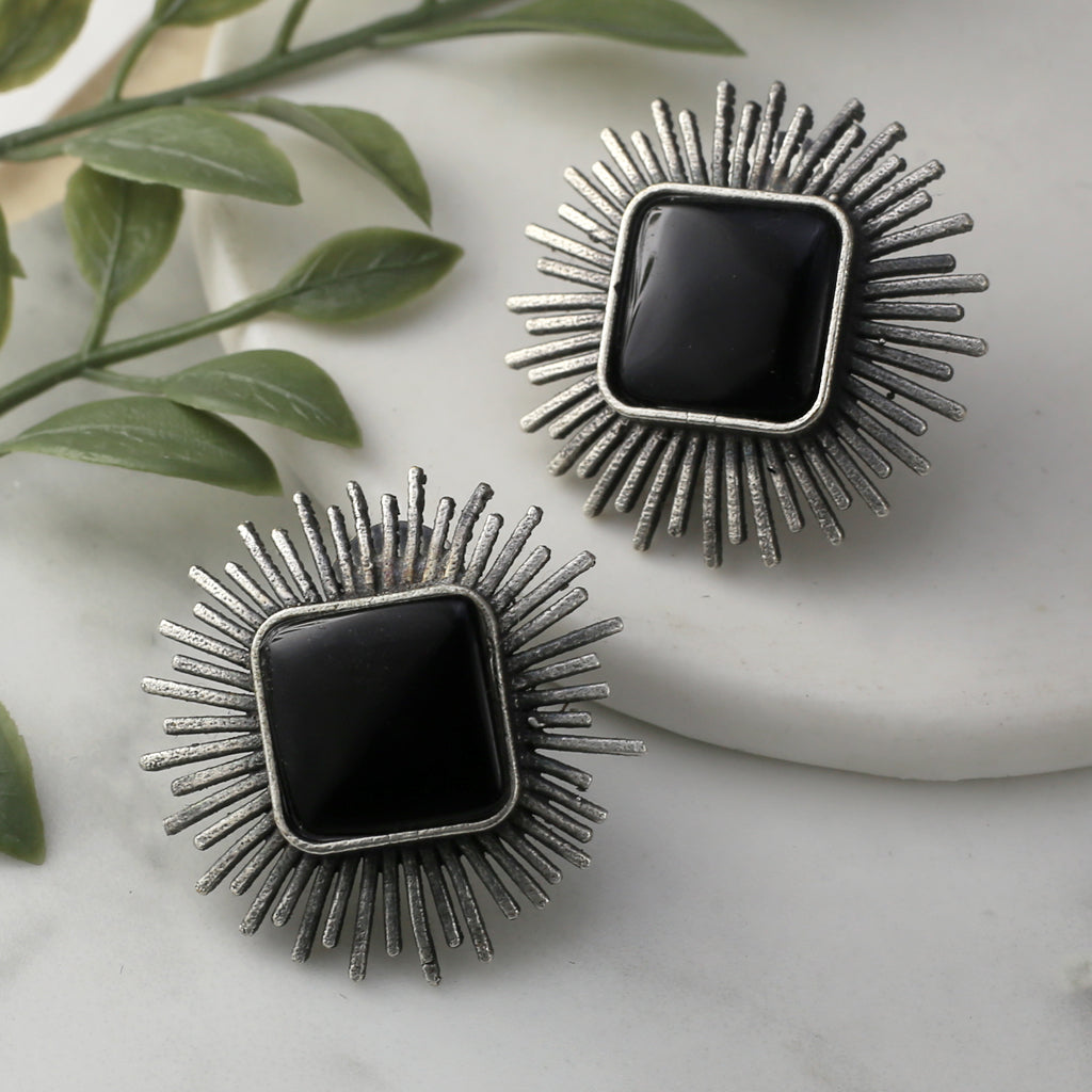 Black Oxidised Stud Earring