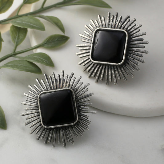 Black Oxidised Stud Earring