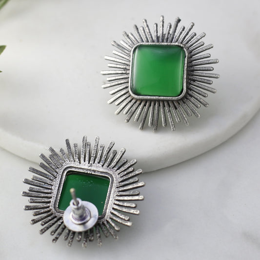 Green Oxidised Stud Earring