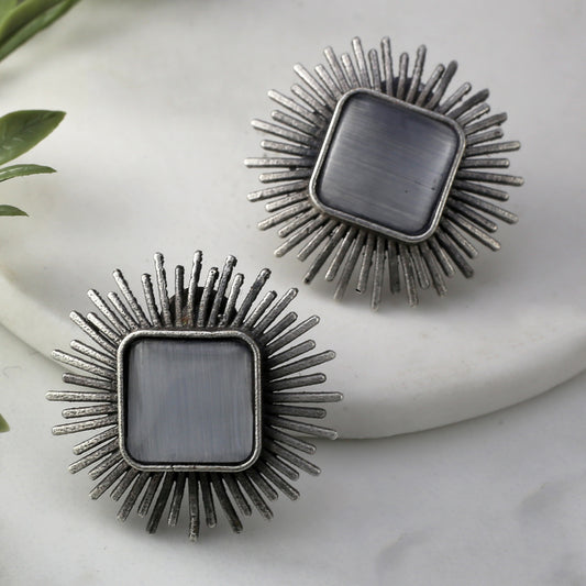 Grey Oxidised Stud Earring