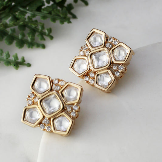 Kundan Square Stud Earring