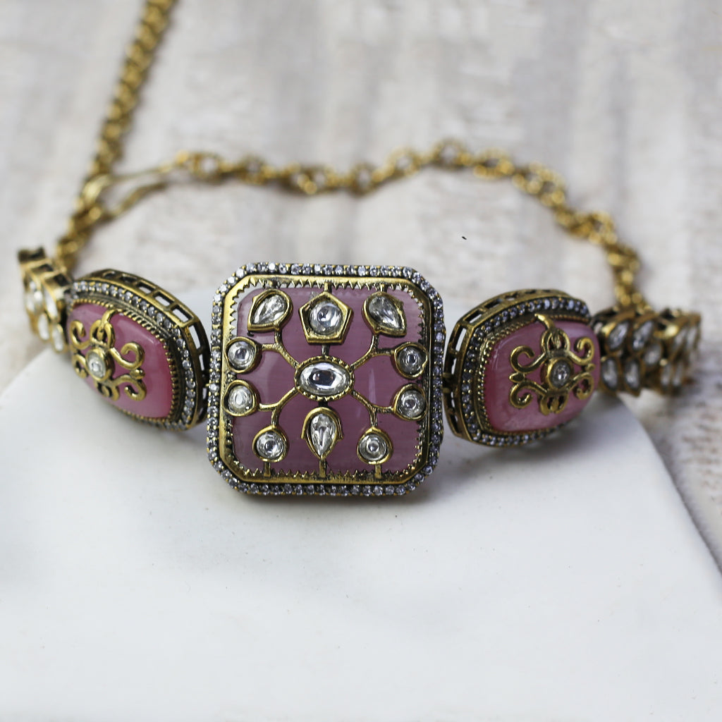 Pink Kundan Choker I Necklace - Rabal