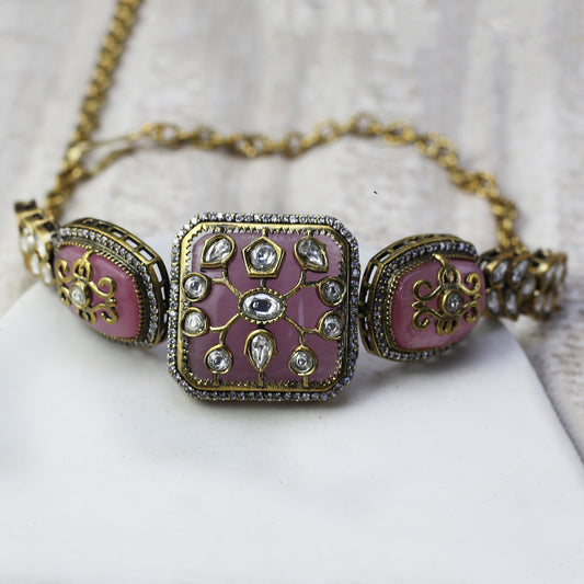Pink Kundan Choker I Necklace - Rabal