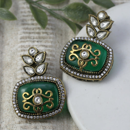 Green Kundan Earring